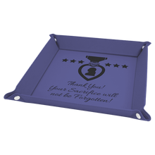 Load image into Gallery viewer, Purple Laserable Leatherette Snap Up Tray with Silver 9" x 9" Snaps