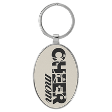 Load image into Gallery viewer, White/Black 3" x 1 3/4" Laserable Leatherette/Metal Oval Keychain