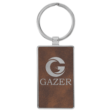 Load image into Gallery viewer, Rustic/Silver 2 3/4" x 1 1/4" Laserable Leatherette/Metal Rectangle Keychain