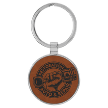 Load image into Gallery viewer, Rawhide 1 1/2" Laserable Leatherette/Metal Round Keychain