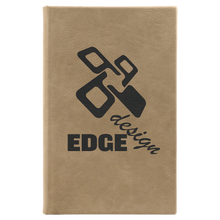 Load image into Gallery viewer, Light Brown 5 1/4" x 8 1/4" Laserable Leatherette Sketch Book with Unlined Notepad