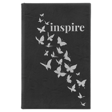 Load image into Gallery viewer, Black/Silver 5 1/4" x 8 1/4" Laserable Leatherette Sketch Book with Unlined Notepad