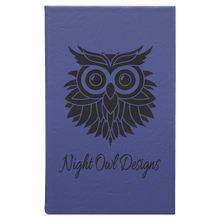 Load image into Gallery viewer, Purple 5 1/4" x 8 1/4" Laserable Leatherette Sketch Book with Unlined Notepad