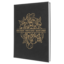 Load image into Gallery viewer, Black/Gold 7" x 9 3/4" Laserable Leatherette Journal with Lined Notepad