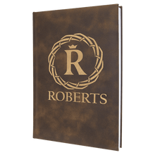 Load image into Gallery viewer, Rustic/Gold 7" x 9 3/4" Laserable Leatherette Journal with Lined Notepad