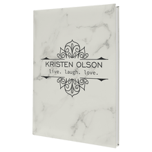 Load image into Gallery viewer, White Marble 7" x 9 3/4" Laserable Leatherette Journal with Lined Notepad