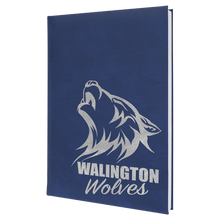 Load image into Gallery viewer, Blue/Silver 7" x 9 3/4" Laserable Leatherette Sketch Book with Unlined Notepad
