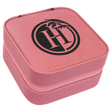 Load image into Gallery viewer, Pink 4" X 4" Laserable Leatherette Travel Jewelry Box with Tan Lining
