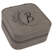 Load image into Gallery viewer, Gray Laserable Leatherette Travel Jewelry Box with Black 4" X 4" Lining