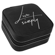 Load image into Gallery viewer, Black/Silver Laserable Leatherette Travel Jewelry Box with Black 4" X 4" Lining