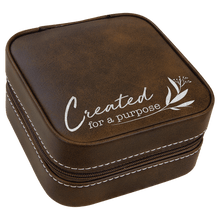 Load image into Gallery viewer, Rustic/Silver Laserable Leatherette Travel Jewelry Box with Black 4" X 4" Lining