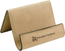 Load image into Gallery viewer, Light Brown 3 1/2" x 2 1/2" Laserable Leatherette Holder Easel