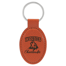 Load image into Gallery viewer, Basketball 3" x 1 3/4" Laserable Leatherette Oval Keychain