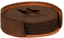 Load image into Gallery viewer, Dark Brown 4" Round Laserable Leatherette 6-Coaster Set