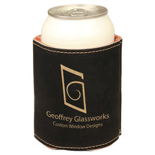Load image into Gallery viewer, Black/Gold 3 3/4" Laserable Leatherette Beverage Holder