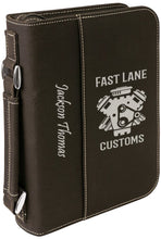 Load image into Gallery viewer, Black/Silver 6 3/4" x 9 1/4" Leatherette Book/Bible Cover with Handle & Zipper