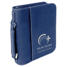 Load image into Gallery viewer, Blue/Silver 7 1/2" x 10 3/4" Leatherette Book/Bible Cover with Handle & Zipper
