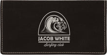 Load image into Gallery viewer, Black/Silver 6 3/4" x 3 1/2" Laserable Leatherette Checkbook Cover