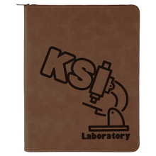 Load image into Gallery viewer, Dark Brown 9 1/2" x 12" w/ Zipper Laserable Leatherette Portfolio with Notepad