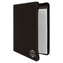 Load image into Gallery viewer, Black/Silver 9 1/2" x 12" w/ Zipper Laserable Leatherette Portfolio with Notepad
