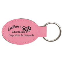 Load image into Gallery viewer, Pink 3" x 1 3/4" Laserable Leatherette Oval Keychain