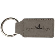 Load image into Gallery viewer, Gray 2 3/4" x 1 1/4" Laserable Leatherette Rectangle Keychain