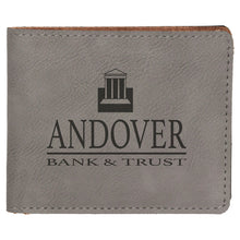 Load image into Gallery viewer, Gray 4 1/2" x 3 1/2" Laserable Leatherette Bifold Wallet