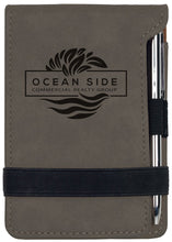 Load image into Gallery viewer, Gray 3 1/4" x 4 3/4" Laserable Leatherette Mini Notepad with Pen