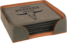 Load image into Gallery viewer, Gray 4" x 4" Square Laserable Leatherette 6-Coaster Set