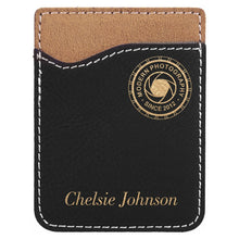 Load image into Gallery viewer, Black/Gold Laserable Leatherette Phone Wallet