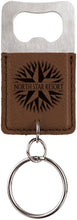 Load image into Gallery viewer, Dark Brown Rectangle Laserable Leatherette Bottle Opener Keychain