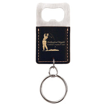 Load image into Gallery viewer, Black/Gold Rectangle Laserable Leatherette Bottle Opener Keychain