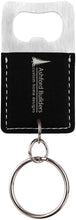 Load image into Gallery viewer, Black/Silver Rectangle Laserable Leatherette Bottle Opener Keychain