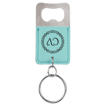 Load image into Gallery viewer, Teal Rectangle Laserable Leatherette Bottle Opener Keychain