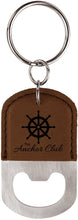 Load image into Gallery viewer, Dark Brown Oval Laserable Leatherette Bottle Opener Keychain