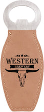 Load image into Gallery viewer, Light Brown Laserable Leatherette Bottle Opener with Magnet