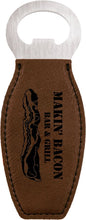 Load image into Gallery viewer, Dark Brown Laserable Leatherette Bottle Opener with Magnet