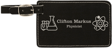 Load image into Gallery viewer, Black/Silver 4 1/4" x 2 3/4" Laserable Leatherette Luggage Tag