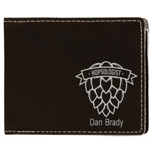 Load image into Gallery viewer, Black/Silver 4 1/2" x 3 1/2" Laserable Leatherette Bifold Wallet