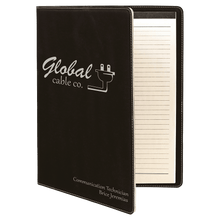 Load image into Gallery viewer, Black/Silver 9 1/2" x 12" Laserable Leatherette Portfolio with Notepad