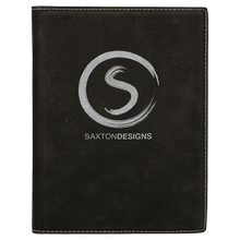 Load image into Gallery viewer, Black/Silver 7" x 9" Laserable Leatherette Small Portfolio with Notepad