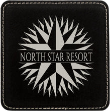 Load image into Gallery viewer, Black/Silver 2 4" x 4" Square Laserable Leatherette 6-Coaster Set