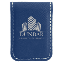 Load image into Gallery viewer, Blue/Silver 1 3/4" x 2 1/2" Laserable Leatherette Money Clip