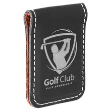 Load image into Gallery viewer, Black/Silver 1 3/4" x 2 1/2" Laserable Leatherette Money Clip
