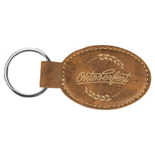 Load image into Gallery viewer, Rustic/Gold 3" x 1 3/4" Laserable Leatherette Oval Keychain