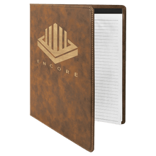 Load image into Gallery viewer, Rustic/Gold 9 1/2" x 12" Laserable Leatherette Portfolio with Notepad