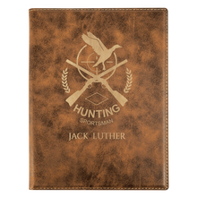 Load image into Gallery viewer, Rustic/Gold 7" x 9" Laserable Leatherette Small Portfolio with Notepad