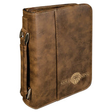 Load image into Gallery viewer, Rustic/Gold 6 3/4" x 9 1/4" Leatherette Book/Bible Cover with Handle & Zipper