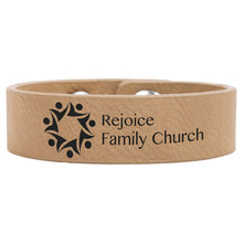 Load image into Gallery viewer, Light Brown 8 1/2" x 3/4" Laserable Leatherette Youth Cuff Bracelet