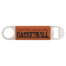 Load image into Gallery viewer, Basketball 1 1/2" x 7" Laserable Leatherette Bottle Opener